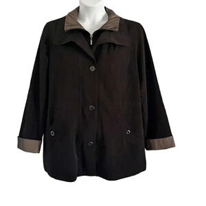 ST JOHNS Bay - Ladies Size XL - Mid-Length Black Jacket- Removable Lining
